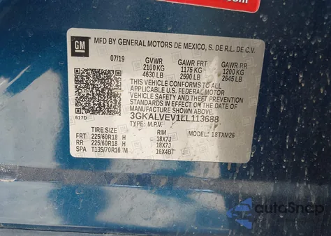 2020 GMC Terrain Awd Slt z USA, uszkodzony, nr VIN 3GKALVEV1LL113688